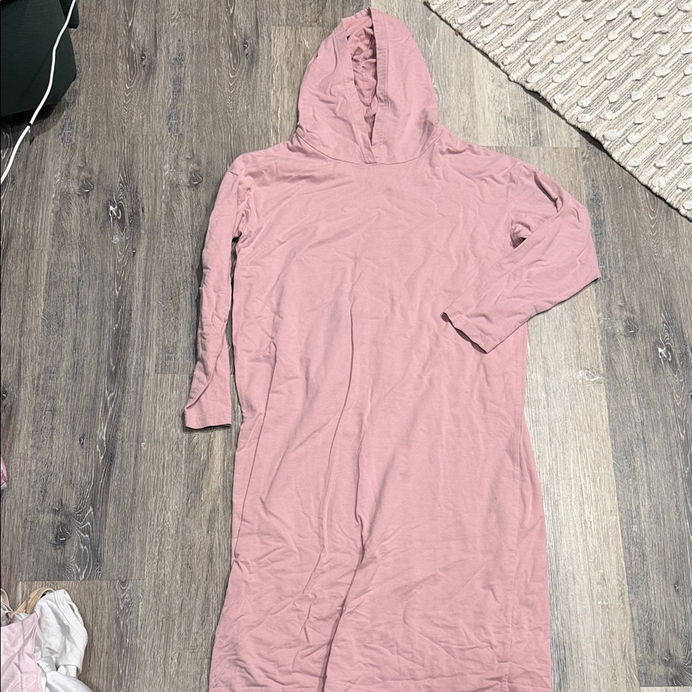 Girls Nuggles Light Pink Hooded Long Sleeve Dress. Size 14.